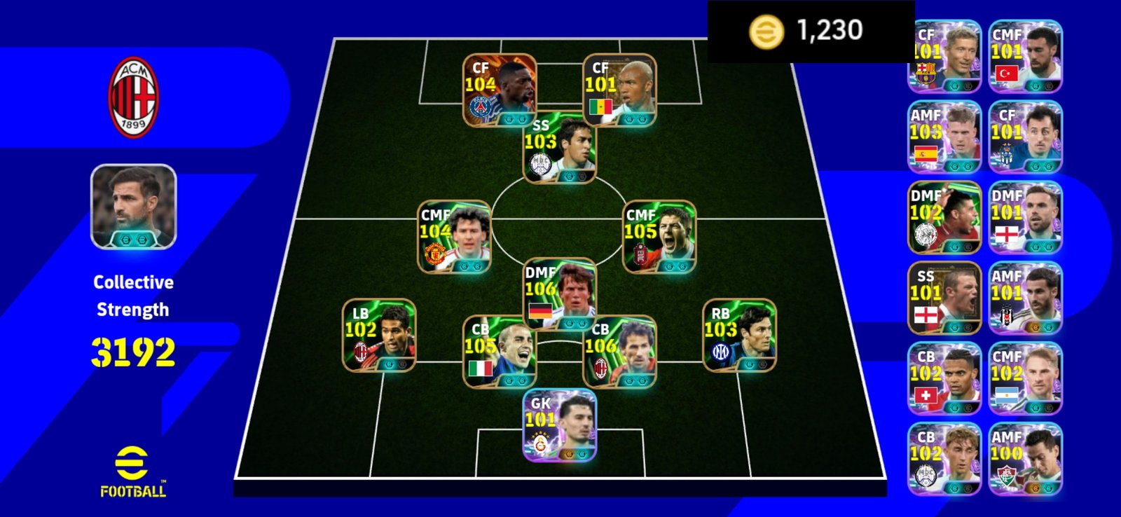 Dembele BT, Mathaus, Robson Blitz, Baresi gacha, merata + Aset koin 1,2k
